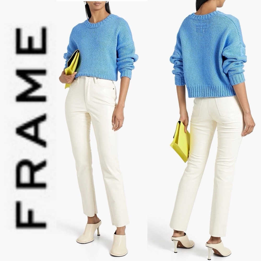 Frame Ivory Recycled Leather High N Tight Straight Jeans 25 - Picture 2 of 11